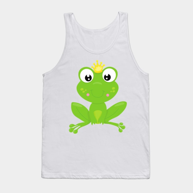 Cute Frog, Green Frog, Crown, Frog Prince Tank Top by Jelena Dunčević